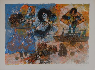 Theo TOBIASSE - Les chanteuses du port  - Lithographie originale signée au crayon 2