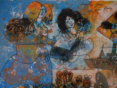 Theo TOBIASSE - Les chanteuses du port  - Lithographie originale signée au crayon 2