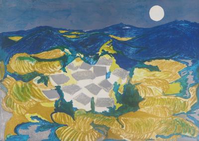 Linda LE KINFF - Hameau au clair de lune - Lithographie originale signée 2
