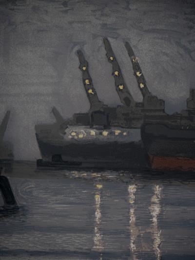 Michel TERRASSE - Port à la nuit tombée, 1971 - Lithographie originale signée 2