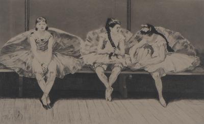Paul Renouard - Ballerines au repos, 1893 - Gravure originale signée au crayon 2