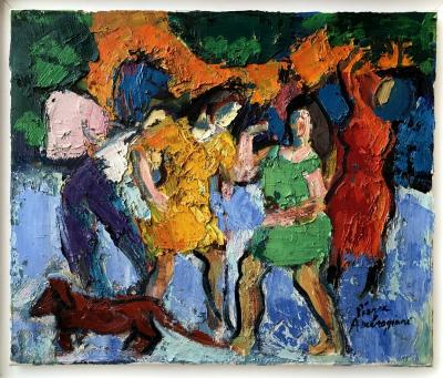 Pierre AMBROGIANI - Personnages au soleil - Huile sur toile signée 2