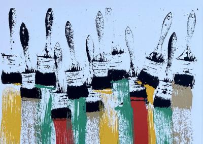 Arman - Les pinceaux - Gravure originale signée au crayon et numérotée 2