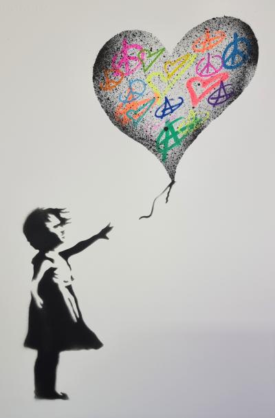 ZIEGLER T - Peace Love and Anarchy Balloon Girl - Peinture au pochoir sur papier 2