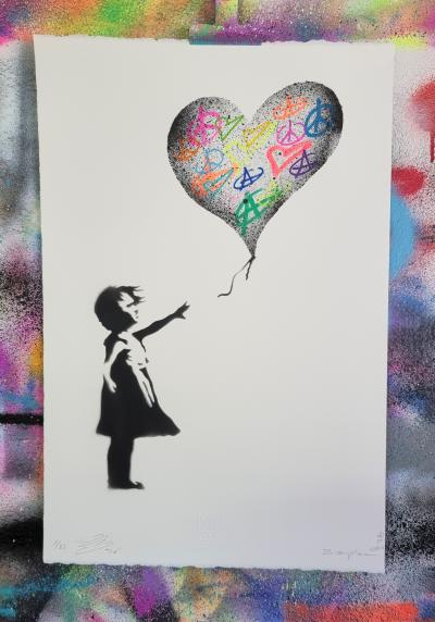 ZIEGLER T - Peace Love and Anarchy Balloon Girl - Peinture au pochoir sur papier 2