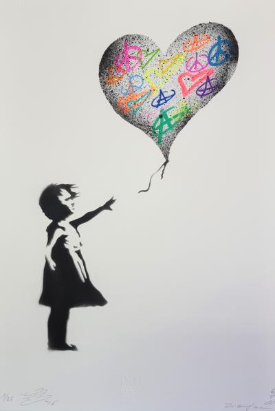 ZIEGLER T - Peace Love and Anarchy Balloon Girl - Peinture au pochoir sur papier 2