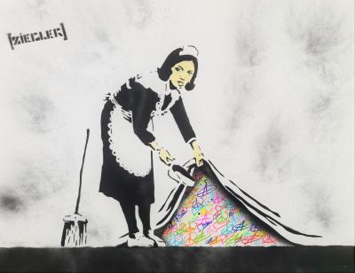 ZIEGLER T - Peace Love and Anarchy Sweep - Peinture au pochoir sur papier 2