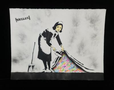 ZIEGLER T - Peace Love and Anarchy Sweep - Peinture au pochoir sur papier 2