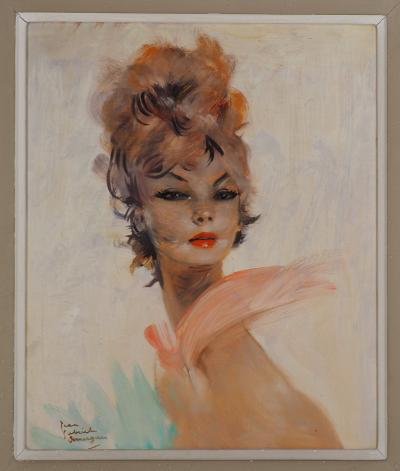 Jean-Gabriel DOMERGUE - Josiane, jeune femme au ruban - Huile sur panneau signée 2