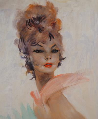 Jean-Gabriel DOMERGUE - Josiane, jeune femme au ruban - Huile sur panneau signée 2