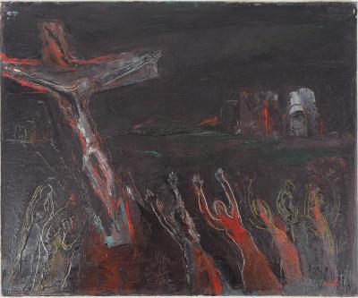 Roger BRIELLE - Le Calvaire - Huile originale sur toile, Signée 2