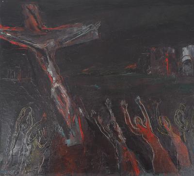 Roger BRIELLE - Le Calvaire - Huile originale sur toile, Signée 2