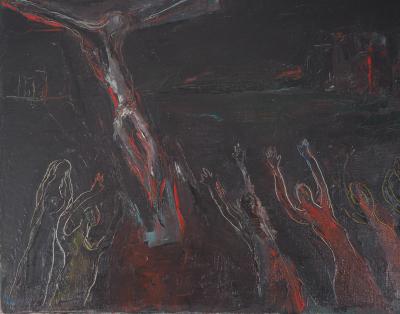 Roger BRIELLE - Le Calvaire - Huile originale sur toile, Signée 2