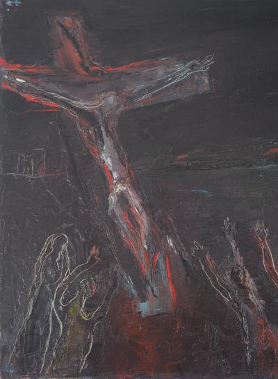 Roger BRIELLE - Le Calvaire - Huile originale sur toile, Signée 2