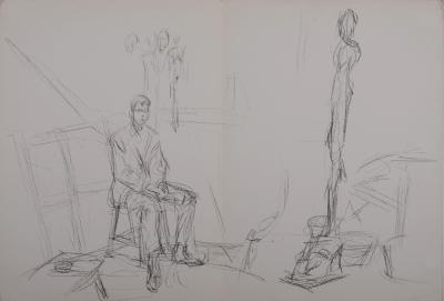 Alberto GIACOMETTI - Homme assis et sculpture, 1961 -  Lithograph 2