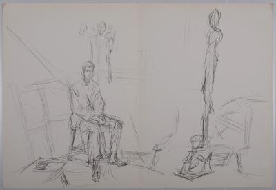 Alberto GIACOMETTI - Homme assis et sculpture, 1961 -  Lithograph 2