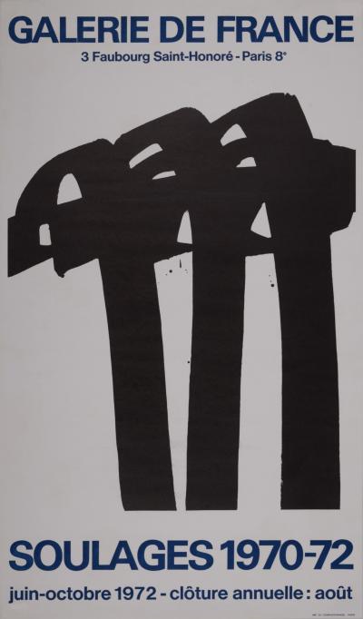 Pierre SOULAGES - Galerie de France, 1972 - Affiche lithographique offset 2