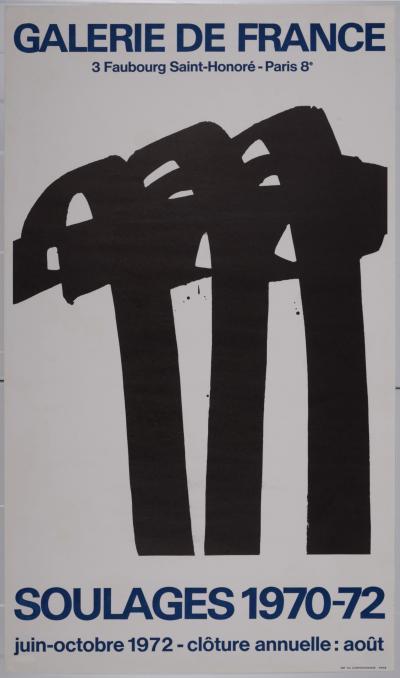 Pierre SOULAGES - Galerie de France, 1972 - Affiche lithographique offset 2