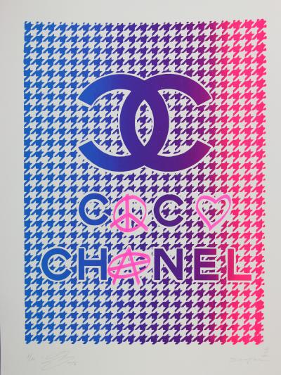 ZIEGLER T - My Kid Just Ruined My Coco Chanel (bleu/rose) - Sérigraphie et peinture sur papier 2
