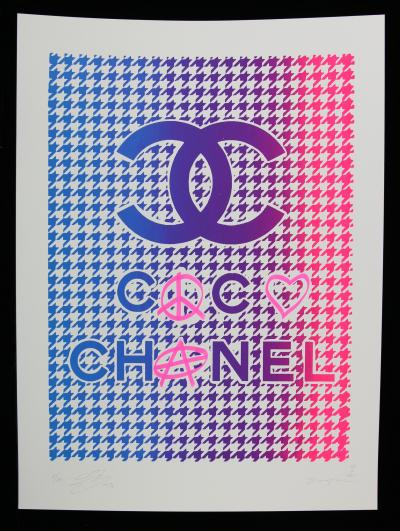 ZIEGLER T - My Kid Just Ruined My Coco Chanel (bleu/rose) - Sérigraphie et peinture sur papier 2