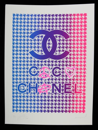 ZIEGLER T - My Kid Just Ruined My Coco Chanel (bleu/rose) - Sérigraphie et peinture sur papier 2