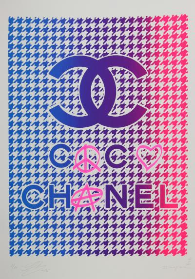 ZIEGLER T - My Kid Just Ruined My Coco Chanel (bleu/rose) - Sérigraphie et peinture sur papier 2