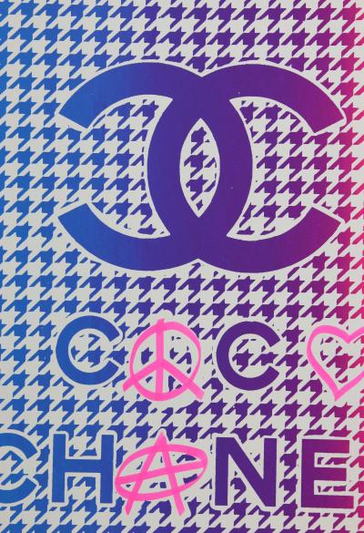 ZIEGLER T - My Kid Just Ruined My Coco Chanel (bleu/rose) - Sérigraphie et peinture sur papier 2