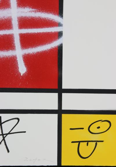 ZIEGLER T - My Kid Just Ruined My Mondrian II - Peinture au pochoir sur papier 2