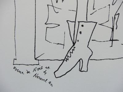 Jean COCTEAU : Voeux, Homme chaussure - Lithographie signée 2