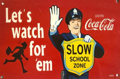 Coca-Cola x Traffic Cop - Slow School Zone - Plaque en métal 2