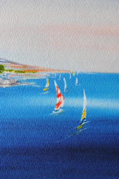 Anne-Marie BRIANTE (1948) :  la barque du pêcheur - Lithographie originale signée et numérotée 2