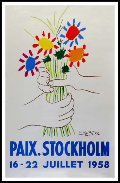 Pablo PICASSO -  Paix Stockholm 16-22 juillet 1958 - Affiche lithographique originale 2