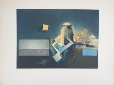 André BONGIBAULT - Architecture impossible - Gravure originale signée 2