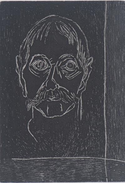 Heurtebise - Portrait d’homme sur fond noir, 1997 - Gravure originale signée 2
