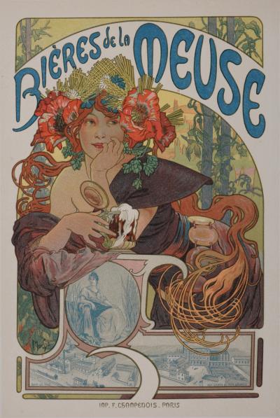 Alphonse MUCHA - Les Maîtres de l’Affiche : Bières de la Meuse, 1899 - Lithographie 2