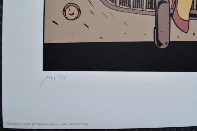 Philippe Berthet - Pin-up sur la voiture avec l’avion qui décolle - Sérigraphie signée et numérotée 2