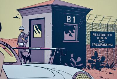 Philippe Berthet - Pin-up sur la voiture avec l’avion qui décolle - Sérigraphie signée et numérotée 2