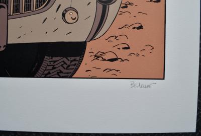 Philippe Berthet - Pin-up sur la voiture avec l’avion qui décolle - Sérigraphie signée et numérotée 2