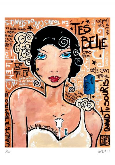 Yohan STORTI - T’es belle, 2021 - Sérigraphie signée et numérotée 2