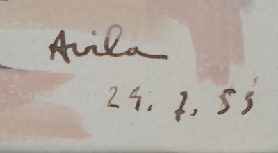 Michel Henry - Espagne : Vue sur Avila , 1953 - Aquarelle originale signée 2