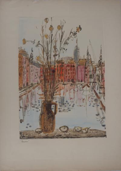 Michel HENRY -  Belgique : Vue sur Anvers -  Aquarelle originale signée 2