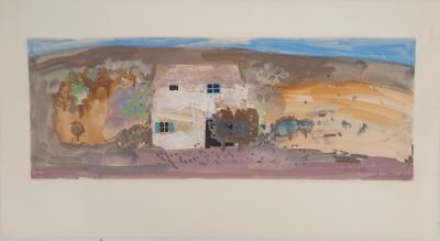 Michel Henry -  Provence : Mas dans la Garrigue -  Dessin aquarelle original signé 2