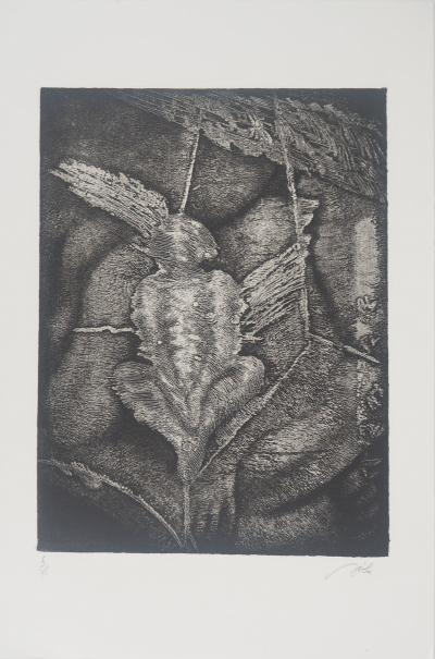 François BEALU : Méditation  - Gravure originale signée 2