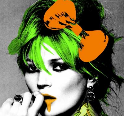 Death NYC - Kate Moss drip tattoo orange, 2014 - Sérigraphie originale signée 2