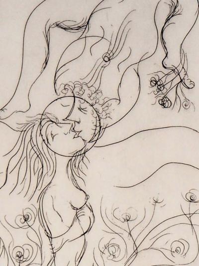 Meyer LAZAR - Amoureux dans un champ de roses, 1974 - Gravure originale signée 2