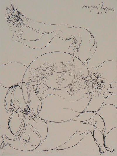 Meyer LAZAR - Sphère amoureuse,1974 - Gravure originale signée 2
