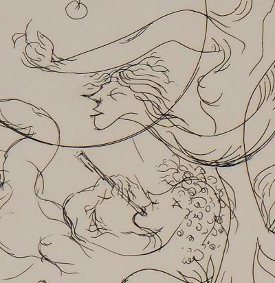 Meyer LAZAR - Le repos champêtre, 1974 - Gravure originale signée 2