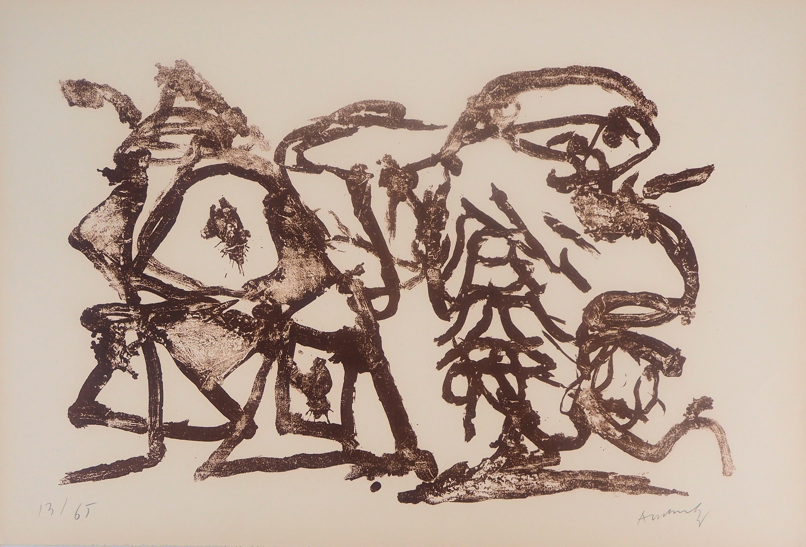 Lithographie Originale Pierre Alechinsky 'Remarques' 1960 - Format 31.5x24.5 Cm - Style Abstrait