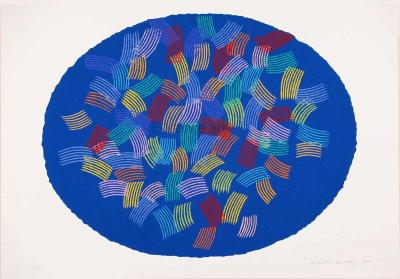 Piero DORAZIO-  Blue Oval - hand signed silk-screen printing 2