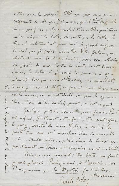 Emile ZOLA – Lettre autographe signée - Paul CEZANNE 2